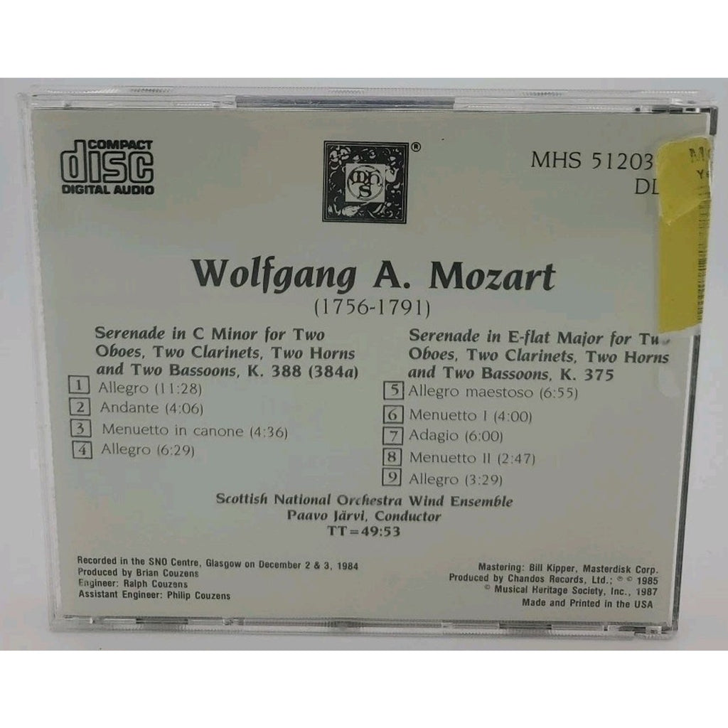 Mozart: Serenades K 388 & 375 by Scottish Wind Ensemble, Paavo Järvi (CD)