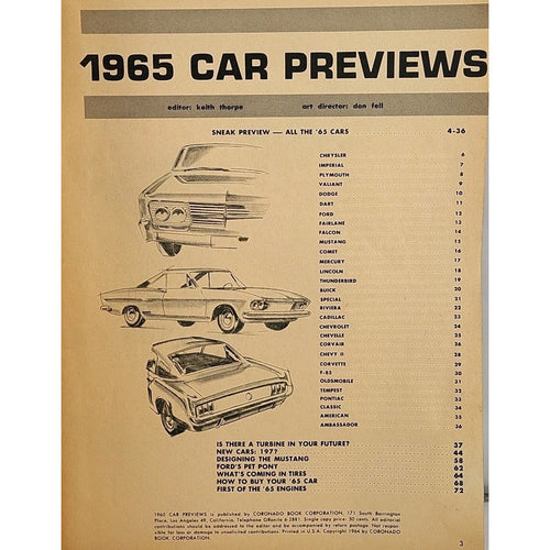 1965 Car Previews Magazine - Keith Thorpe -
