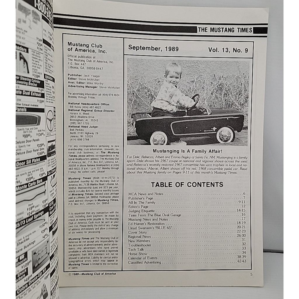 Mustang Times September 1989 Magazine