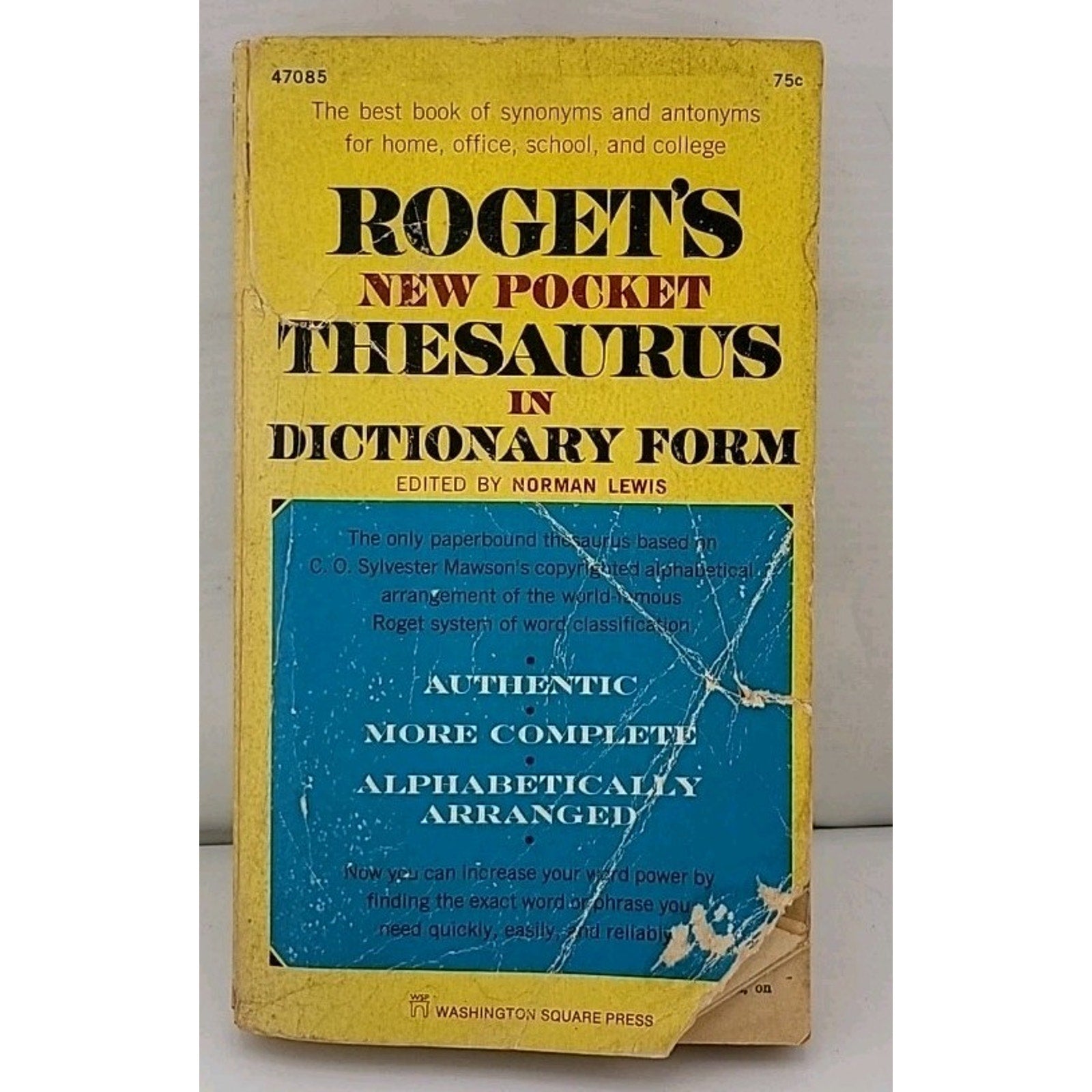 Roget's New Pocket Thesaurus In Dictionary Form, Paperback 1971