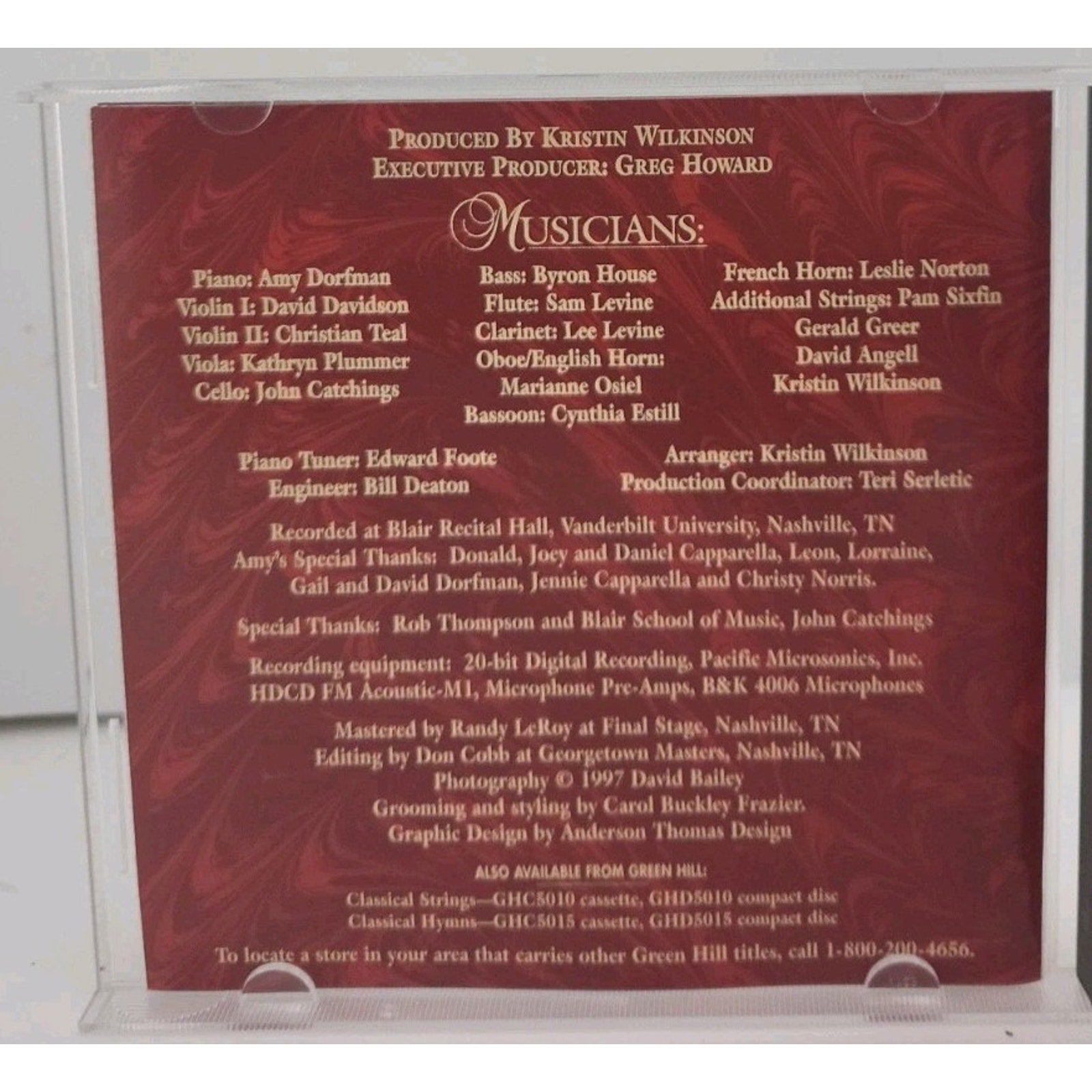 Classical Piano CD by Amy Dorfman Green Hill Instrumental