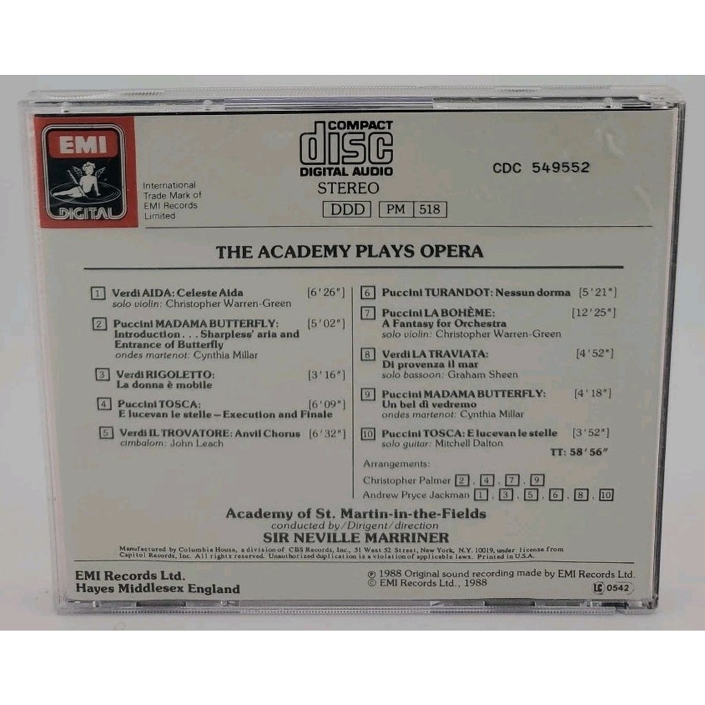 Academy Plays Opera - Audio CD By Neville Marriner