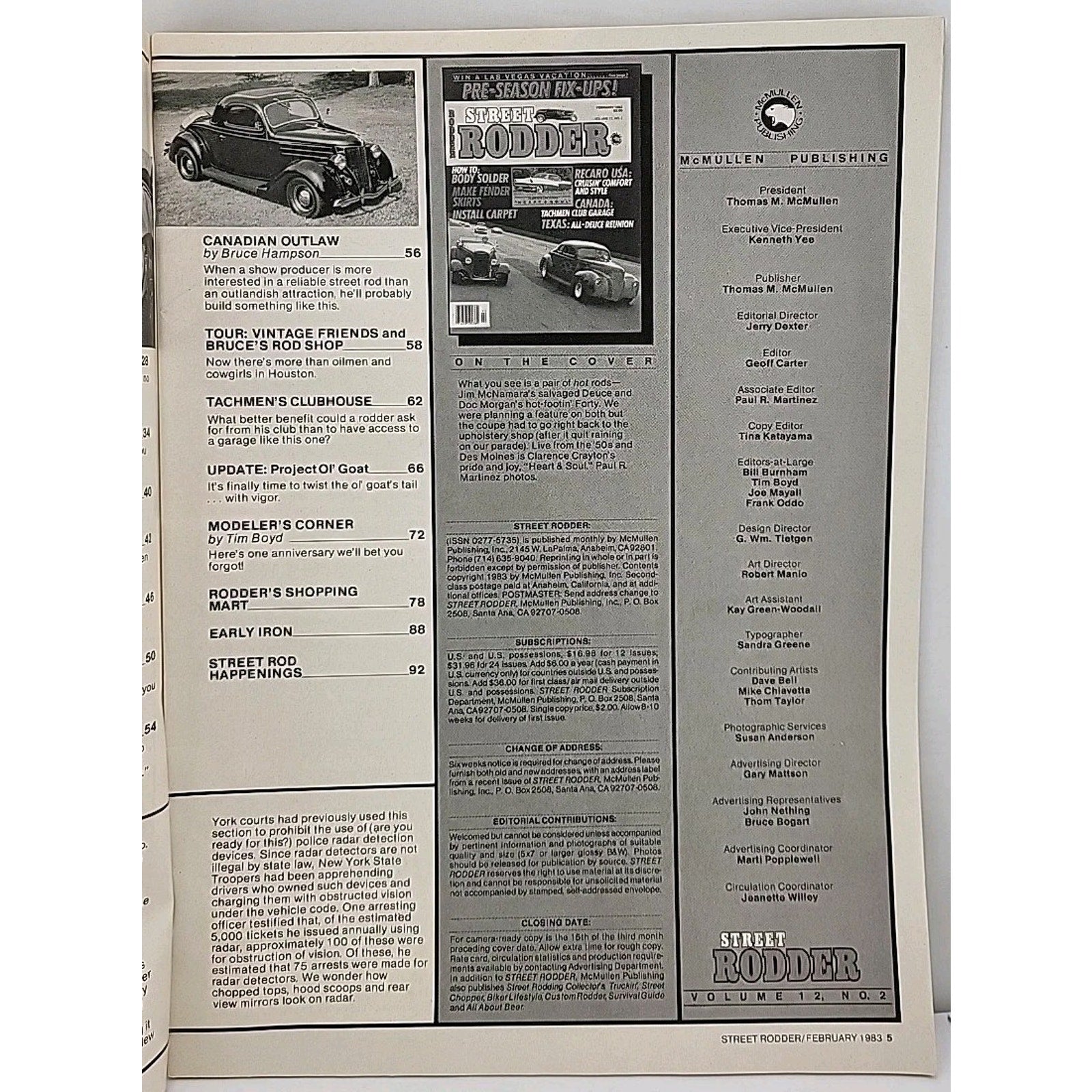 Street Rodder Magazine February 1983 Volume 12 No. 2