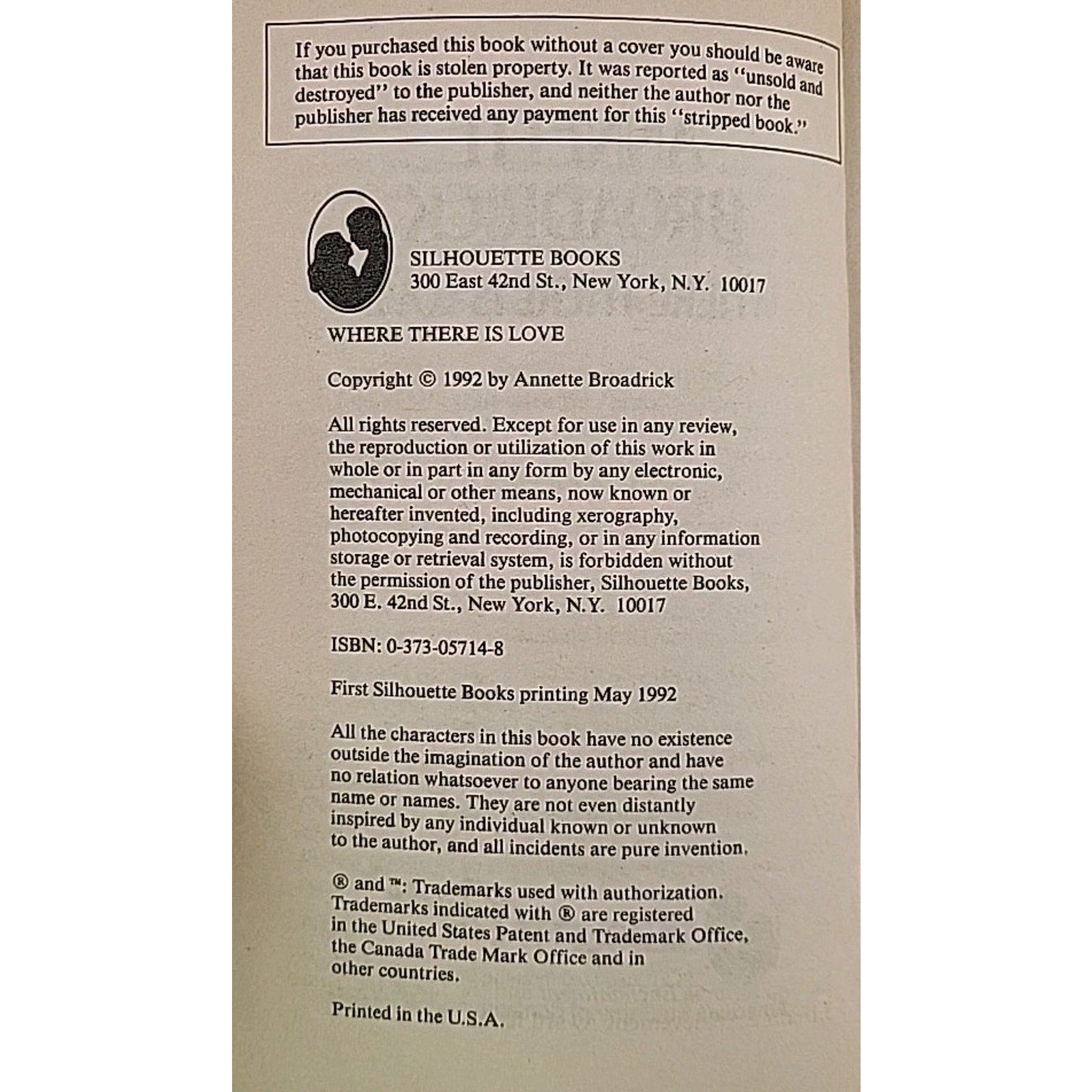 Where There Is Love by Annette Broadrick (1992, Mass Market)