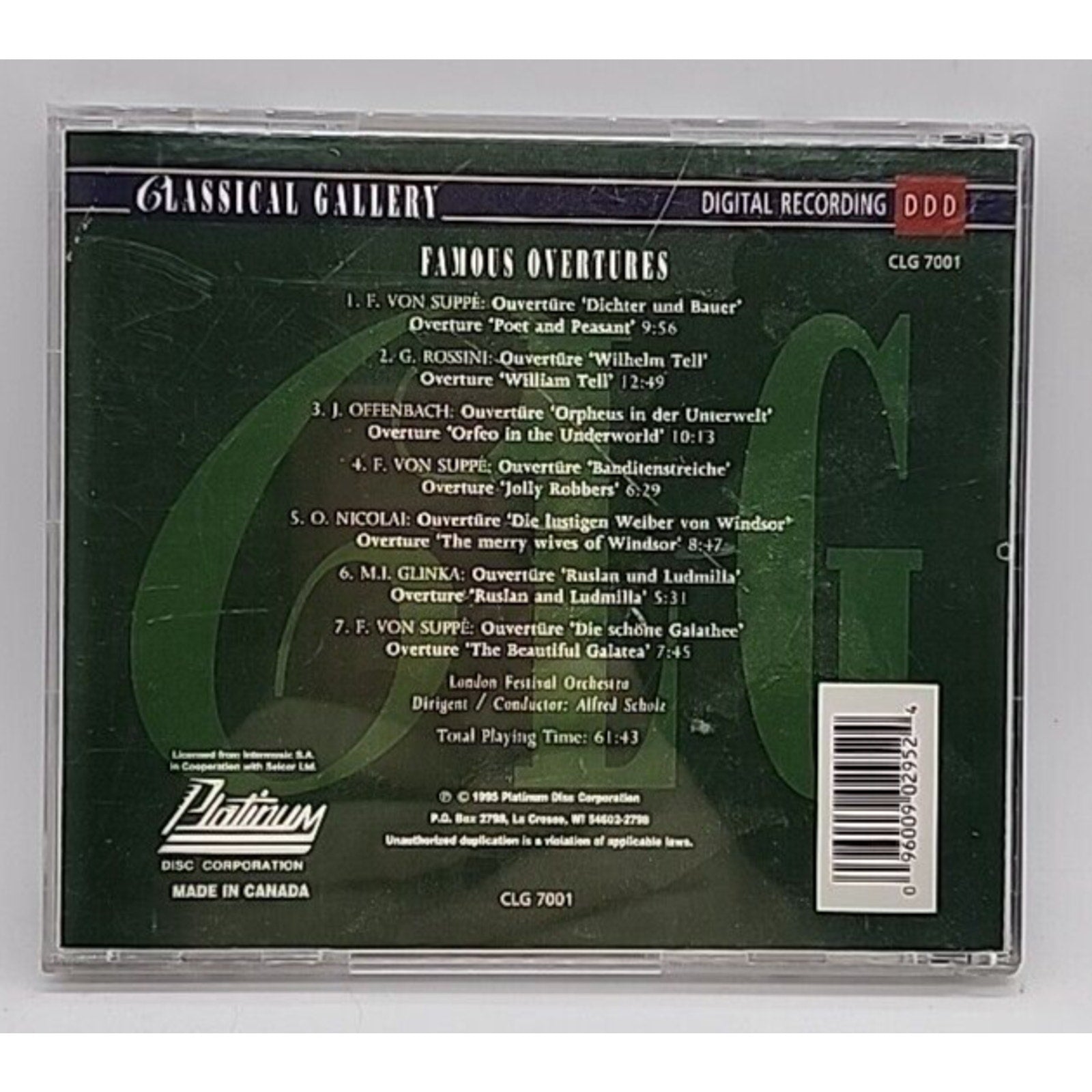 Famous Overtures [Platinum Disc] by Various Artists (CD, Jan-2000, Platinum...