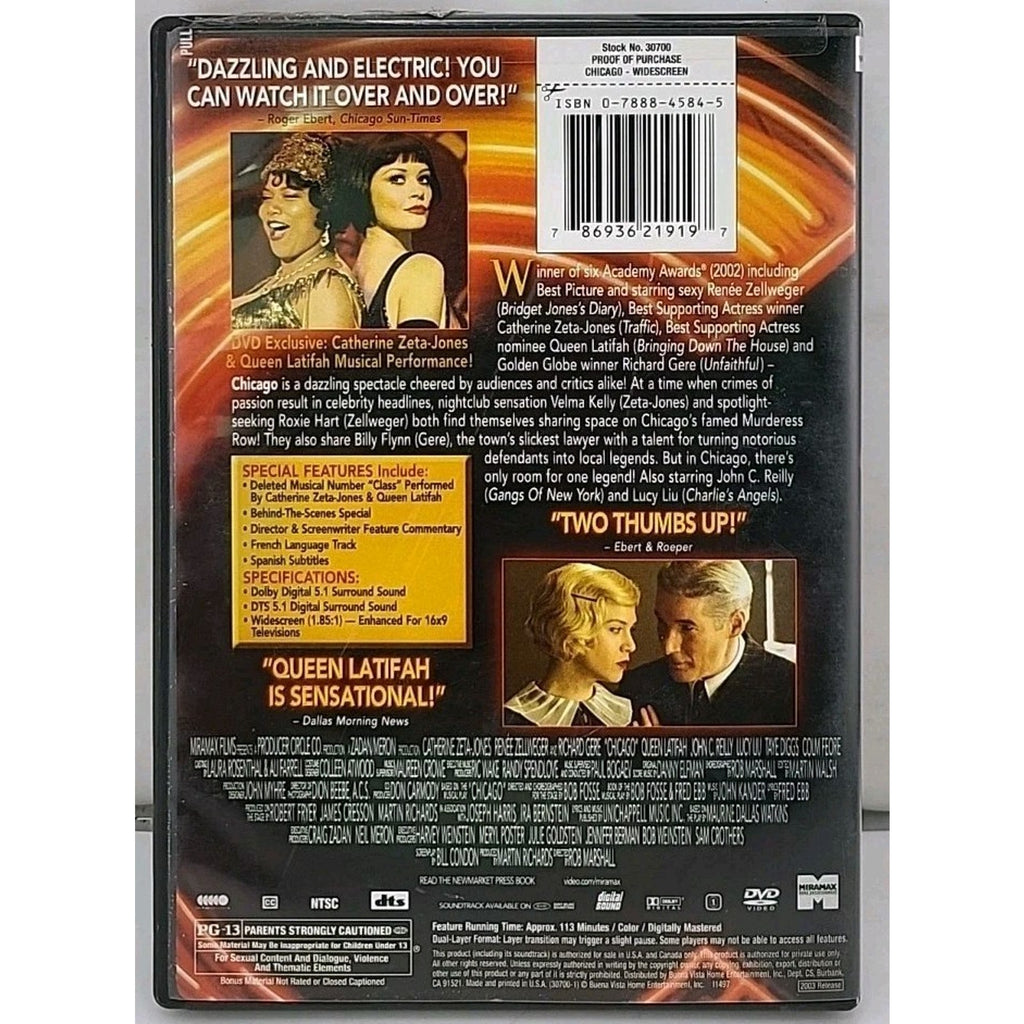 Chicago (DVD, 2003, Widescreen)