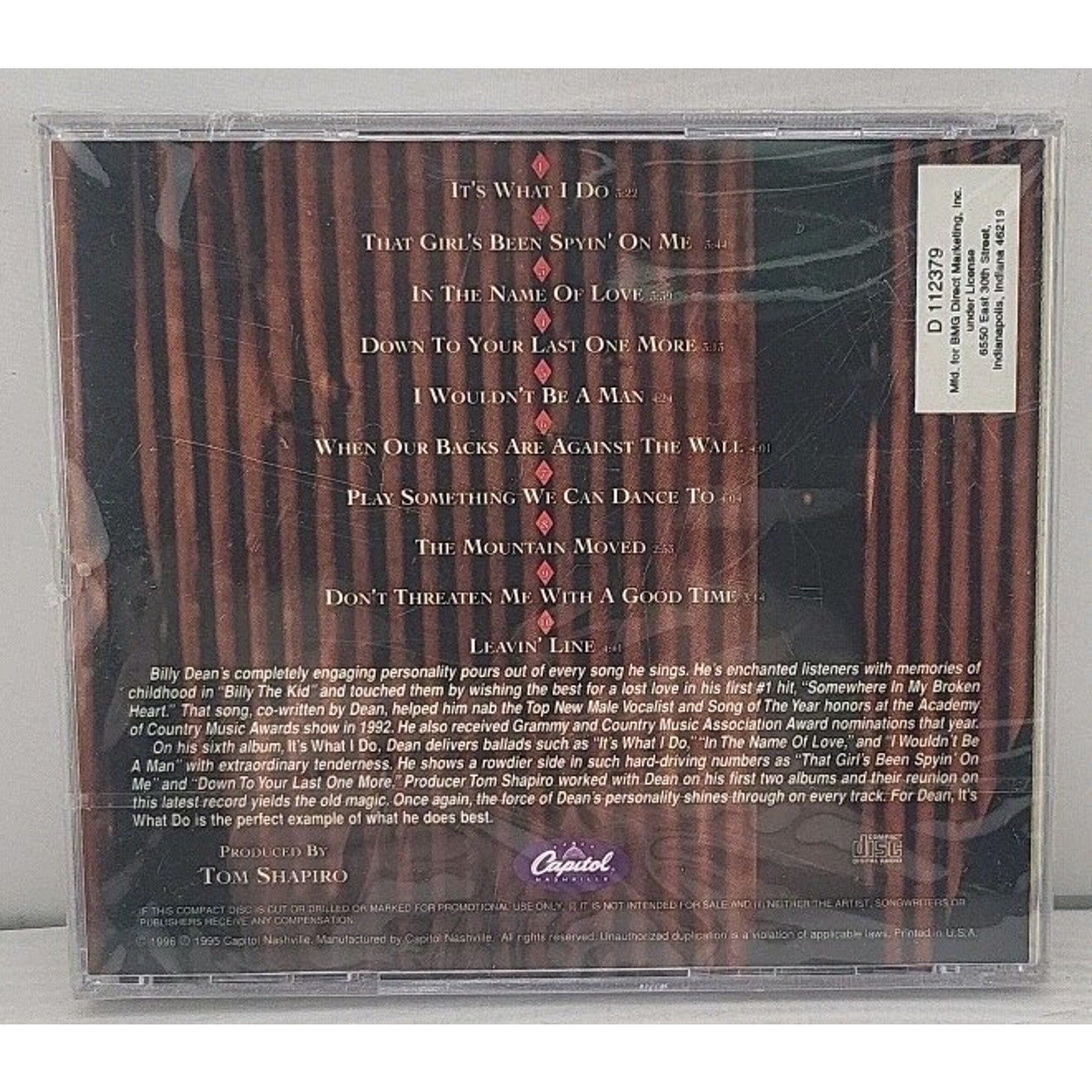 Billy Dean - It's What I Do (CD, 1996) BMG Music Club *Brand New*