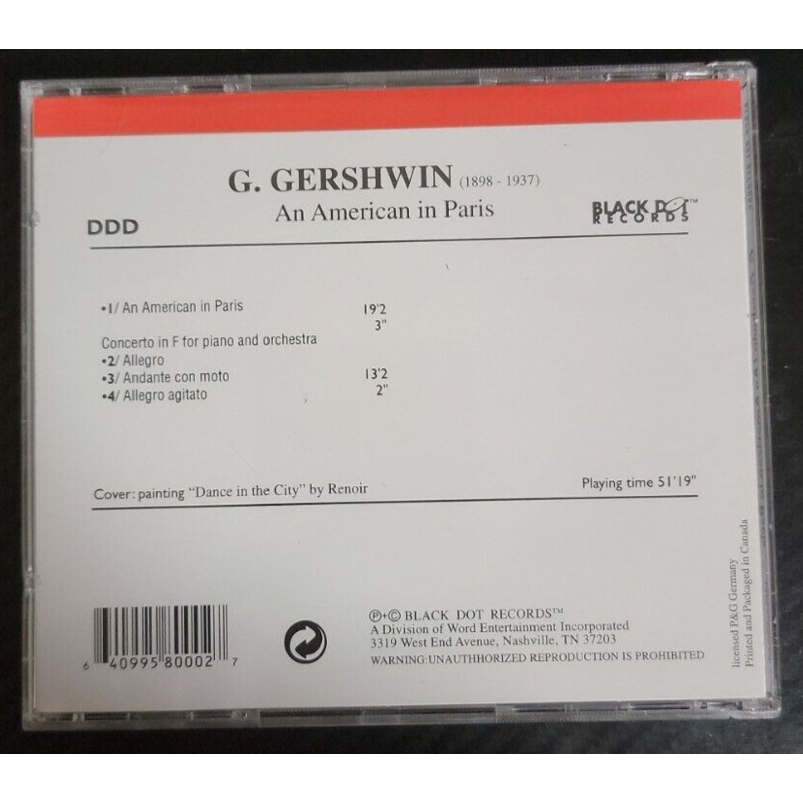 Gershwin (1898-1937): An American in Paris (CD)