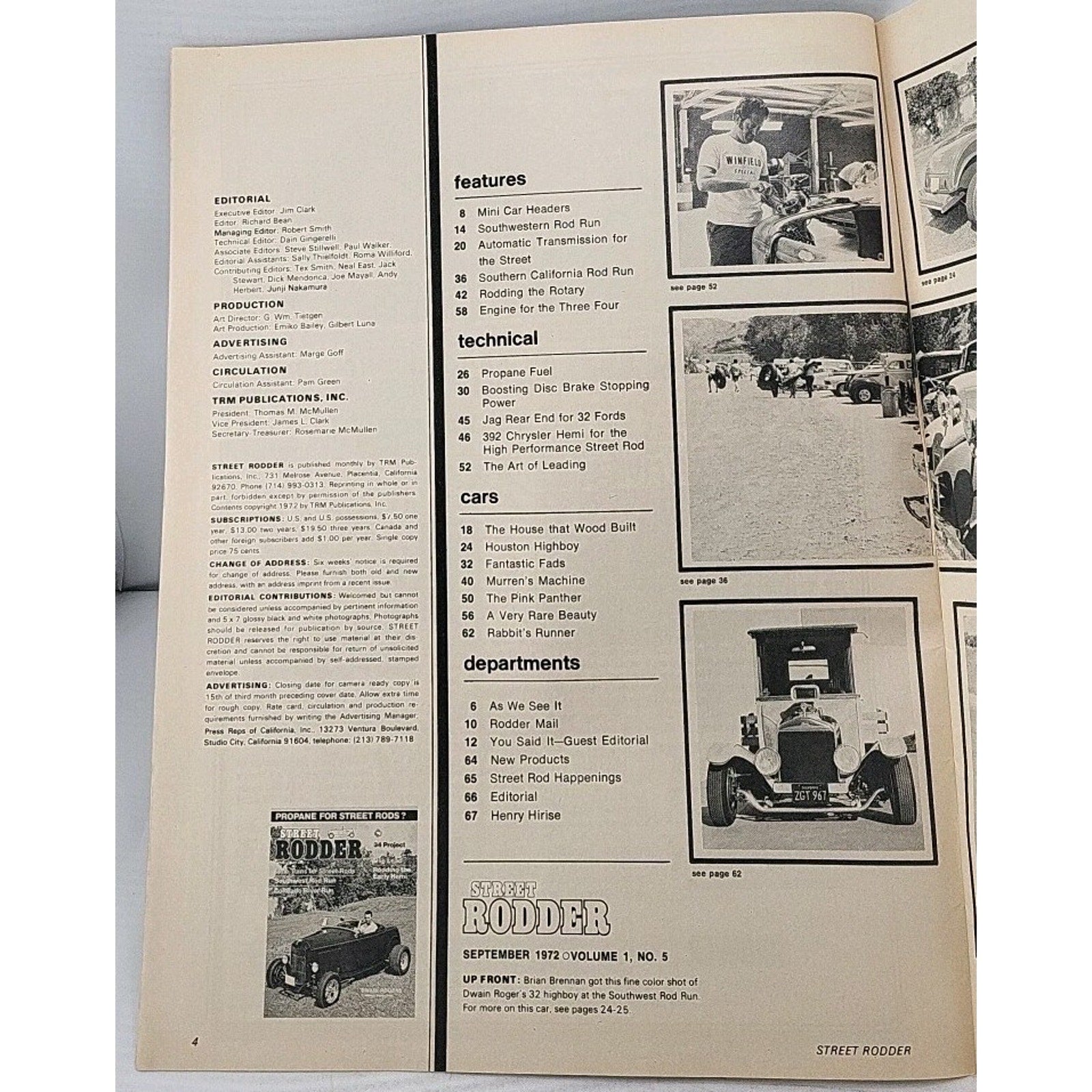 Street Rodder Magazine September 1972 Vol. 1 No. 5