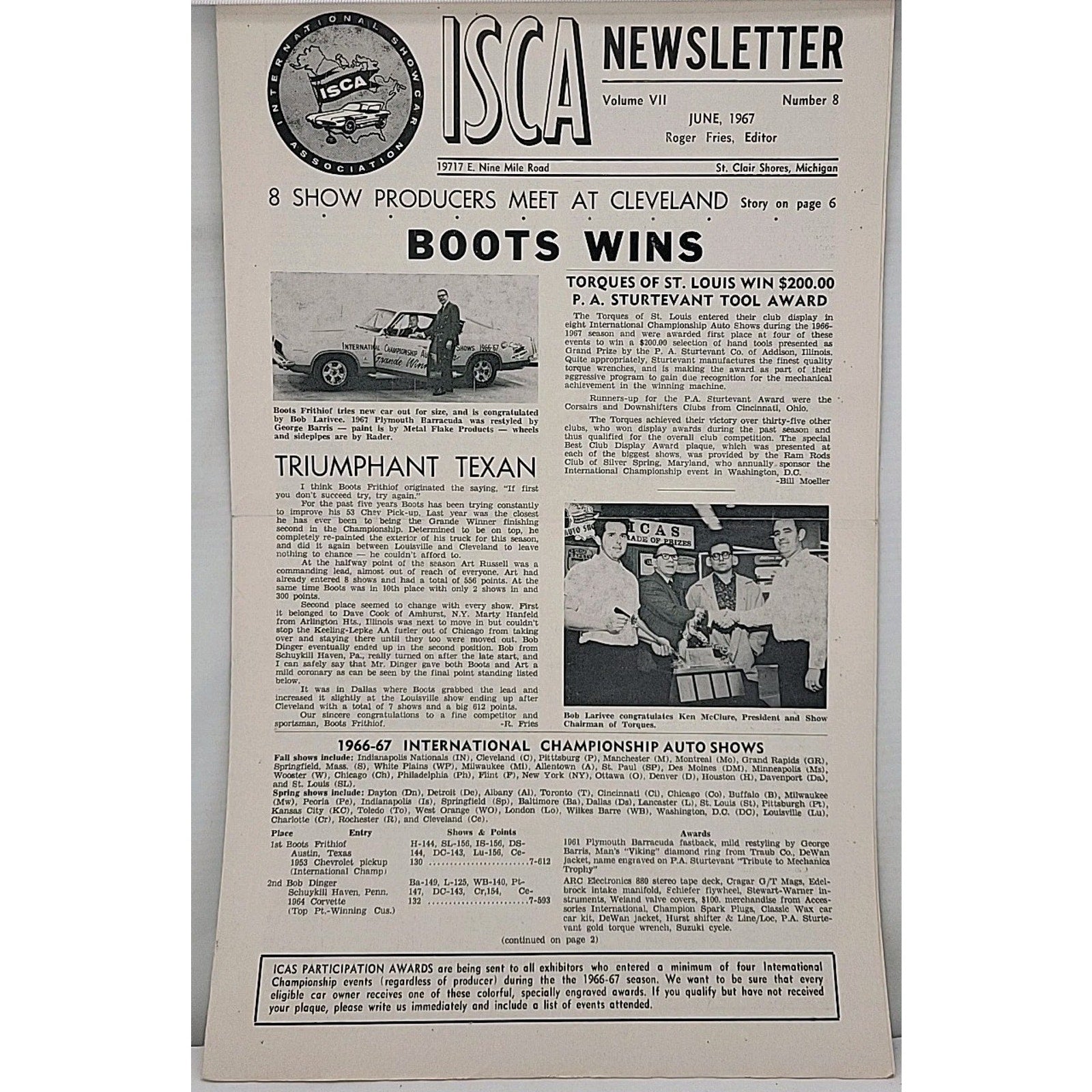 ISCA Newsletter June 1967 Volume VII Number 8