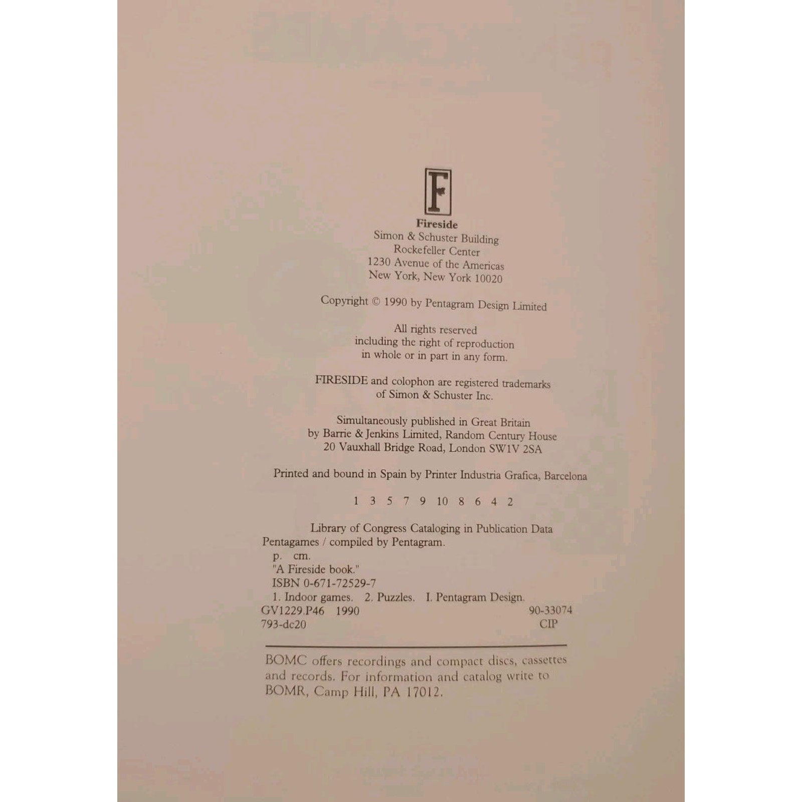 Pentagames by David Hillman (1990, Trade Paperback)