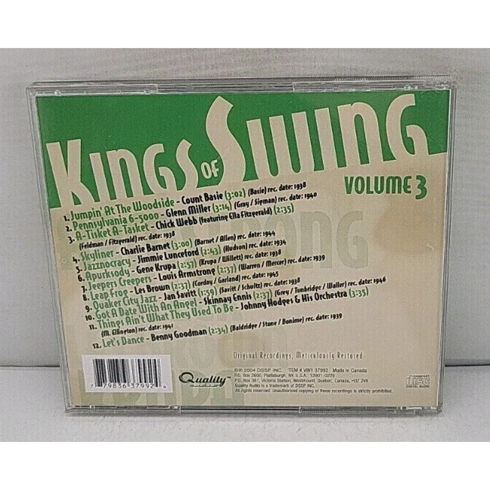 Kings of Swing - Vol 3 - JAZZ CD Miller Armstrong Brown Krupa Hodges Basie More