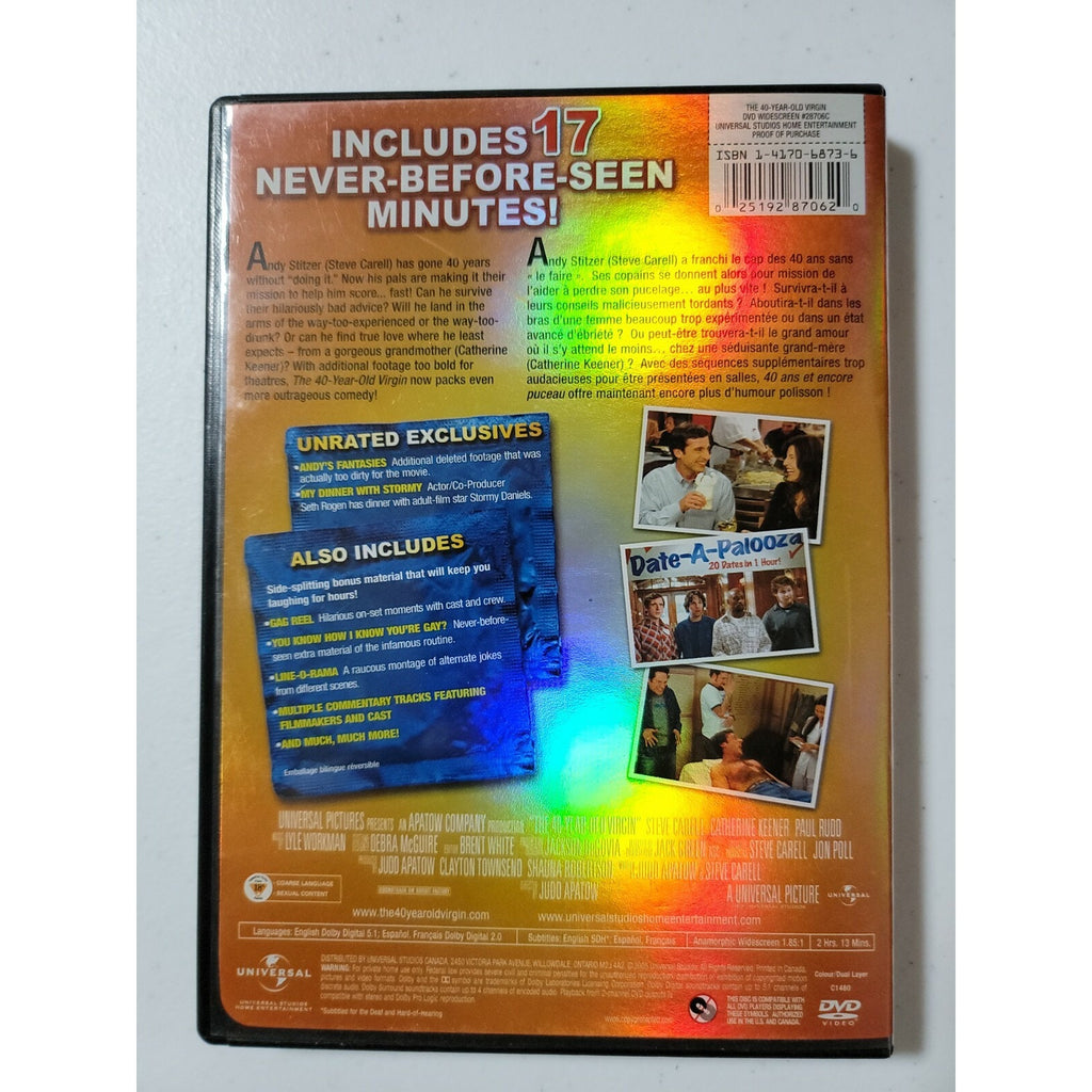 The 40 Year Old Virgin (Unrated) (DVD, 2005, Canadian)