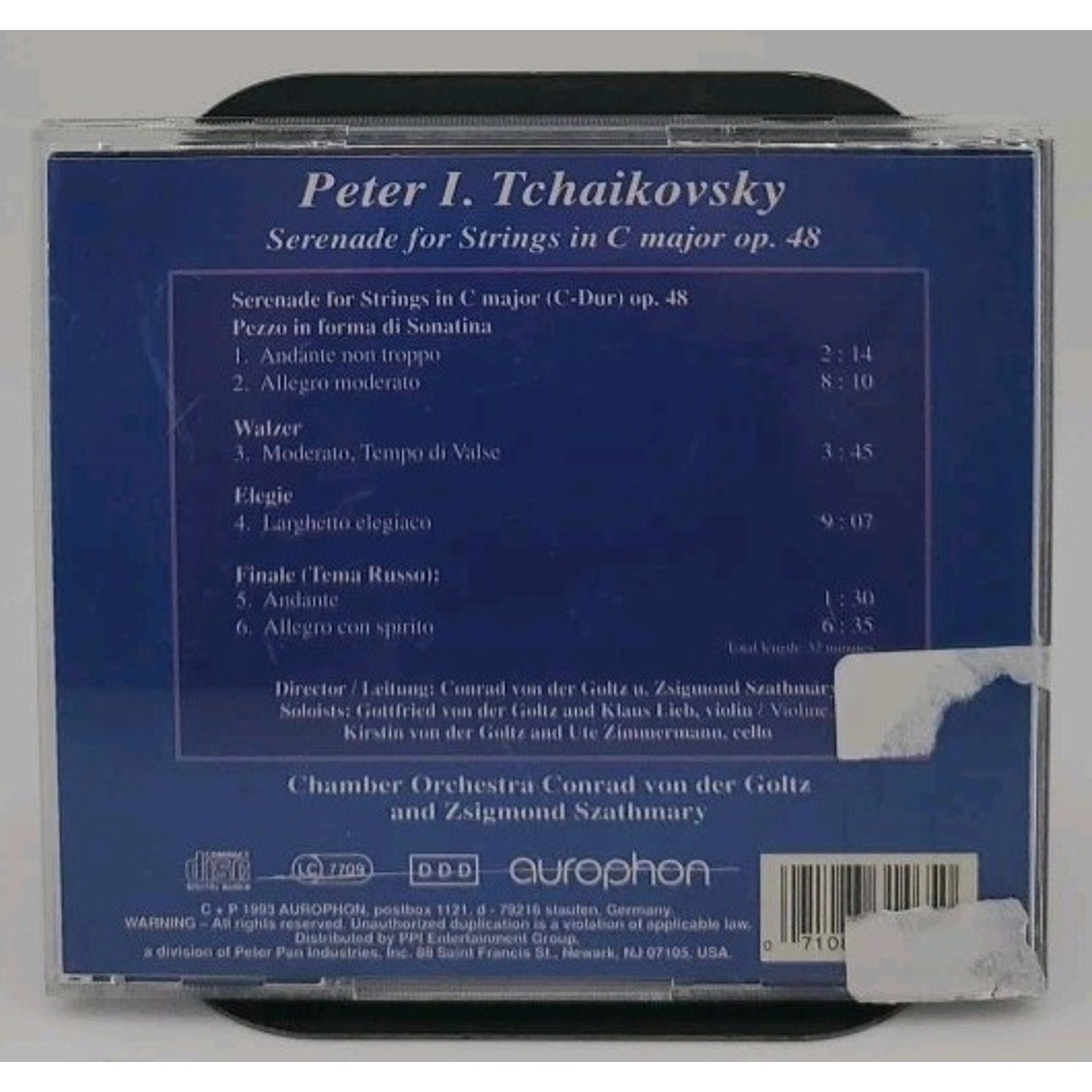Peter I. Tchaikovsky Serenade For Strings In C Major Op. 48 CD