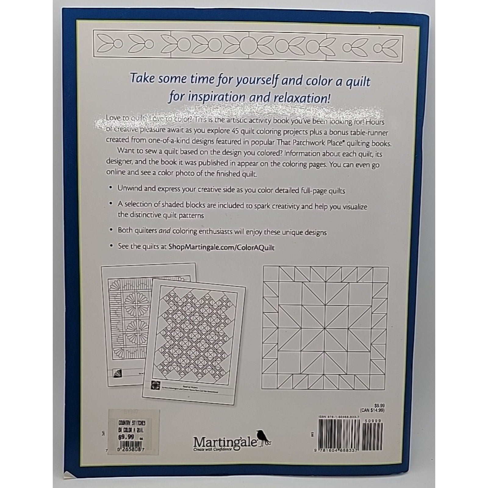 Color a Quilt : A Coloring Book for Quilters by Martingale (2016, Trade