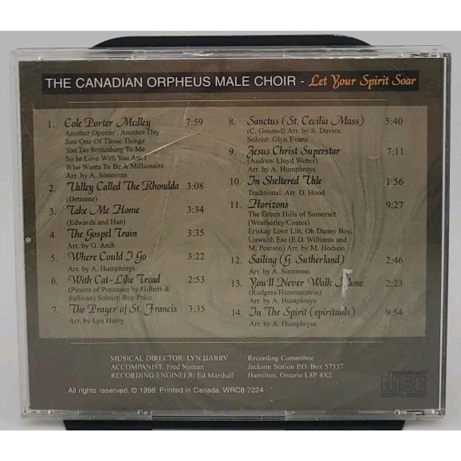 Let Your Spirit Soar CD - The Canadian Orpheus Male Choir