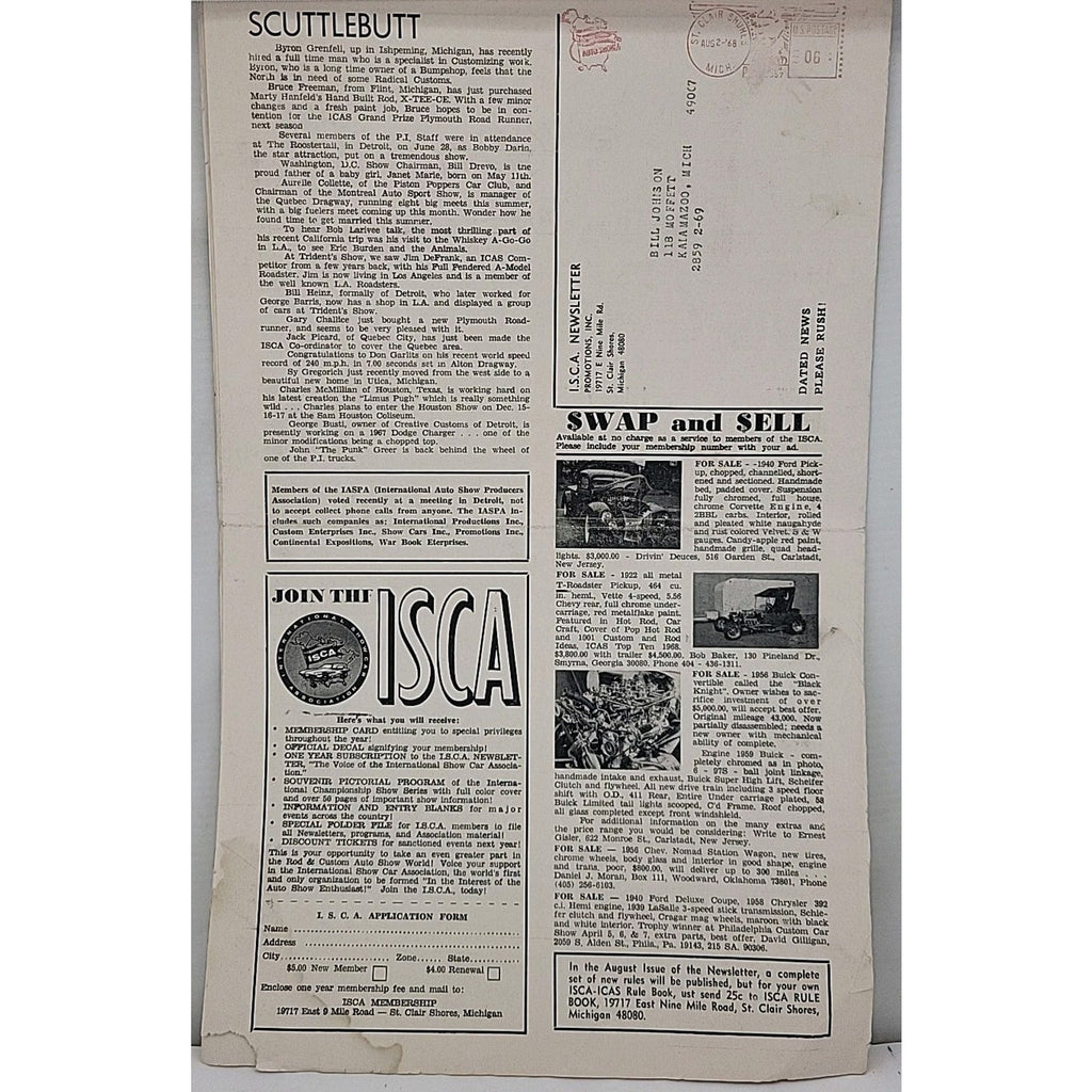 ISCA Newsletter August 1968 Volume IX Number 1