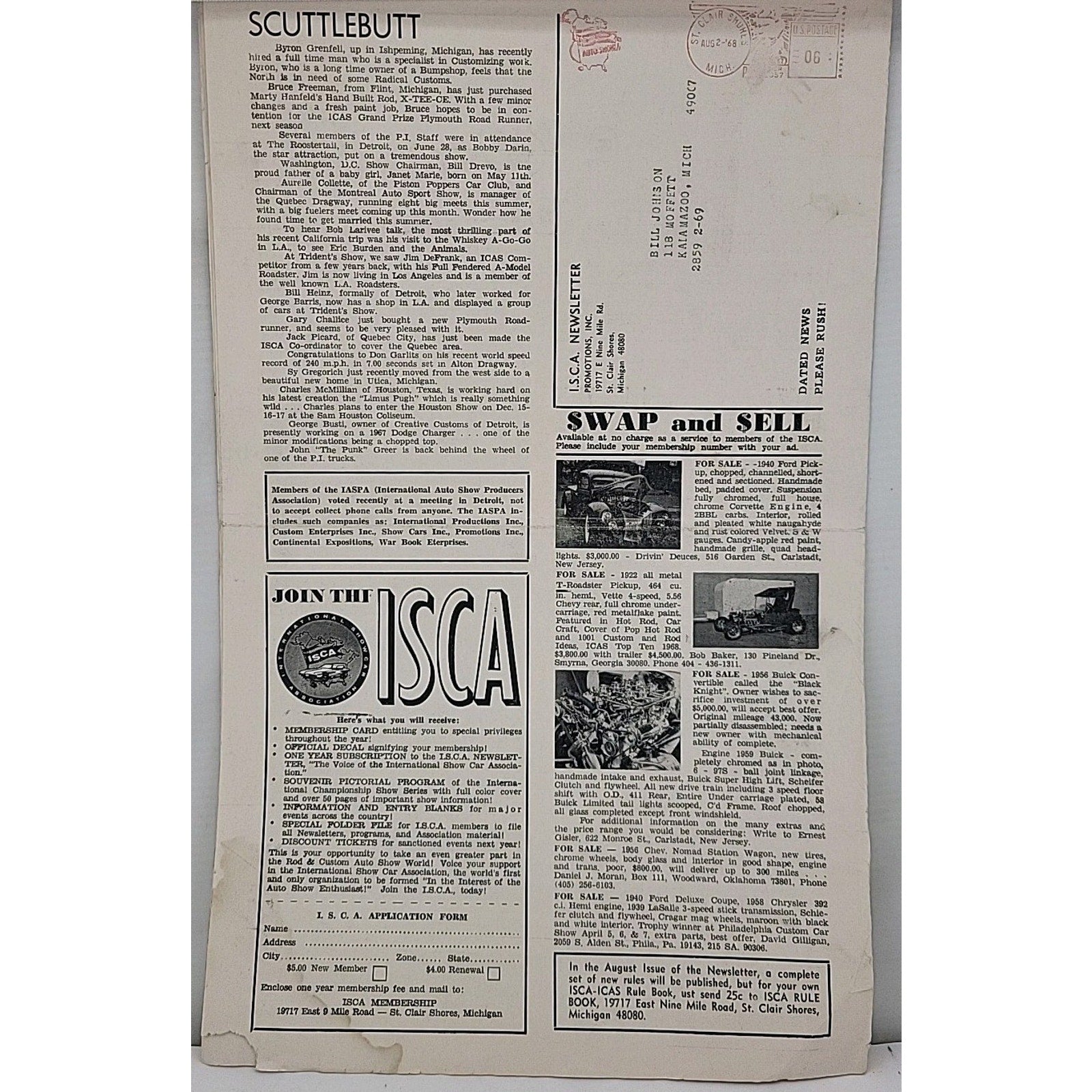 ISCA Newsletter August 1968 Volume IX Number 1