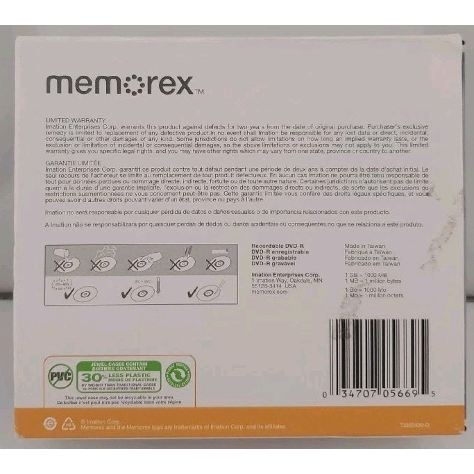 Memorex DVD+R 10 Pack - 16X, 4.7GB, 120 mins Individual Jewel Cases Open Box