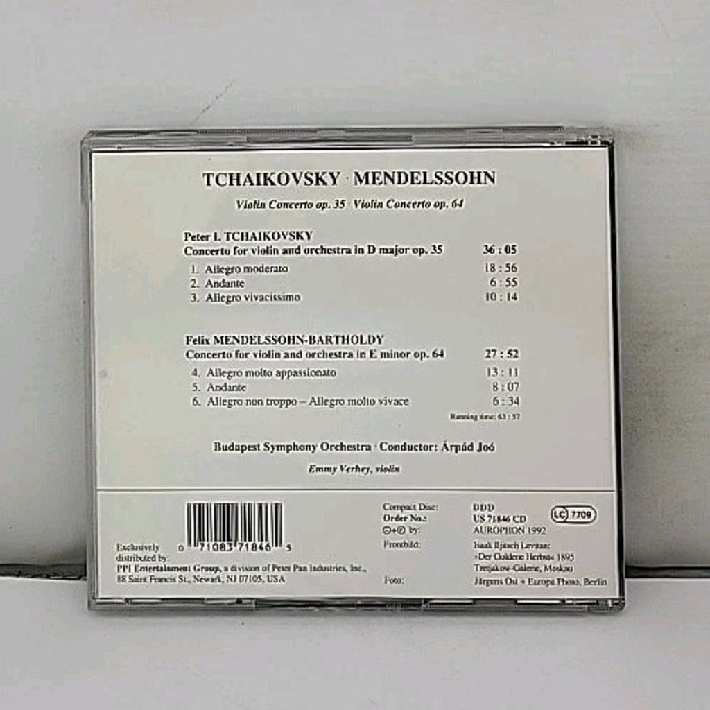 Tchaikovsky Mendelssohn Violin Concertos Joó, Verhey DDD CD Made In Germany 1991