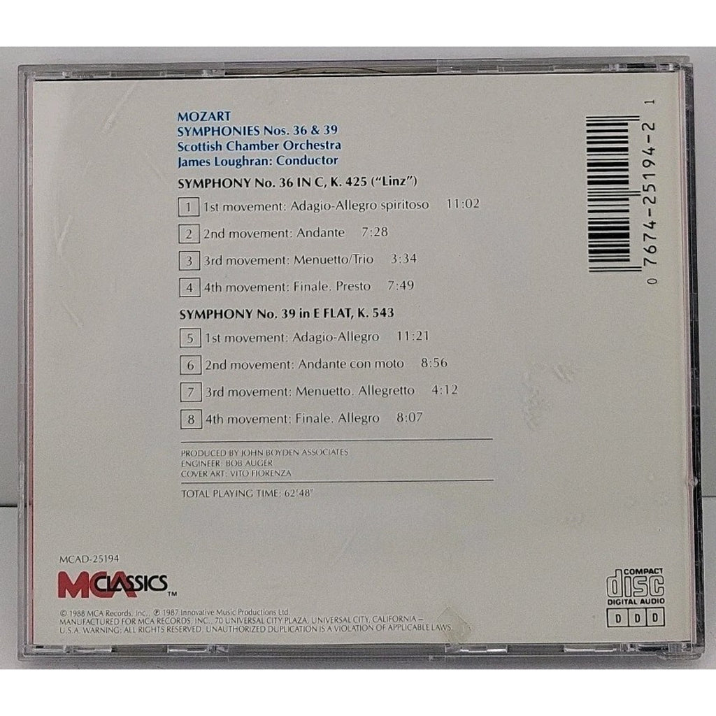 Mozart: Symphonies Nos. 36 & 39 - CD 1988 MCA Classics