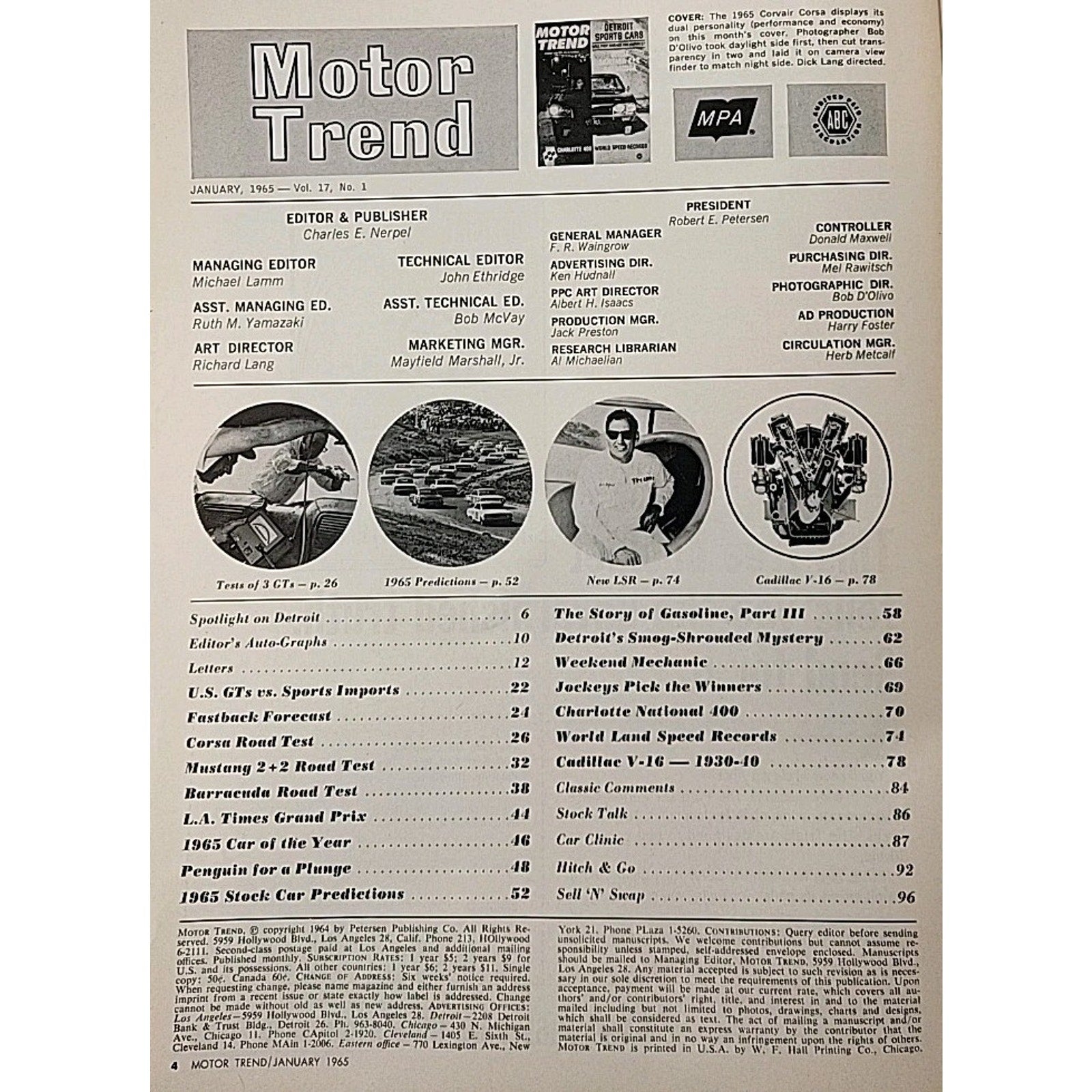 Motor Trend Magazine January 1965 Vol. 17 No. 1