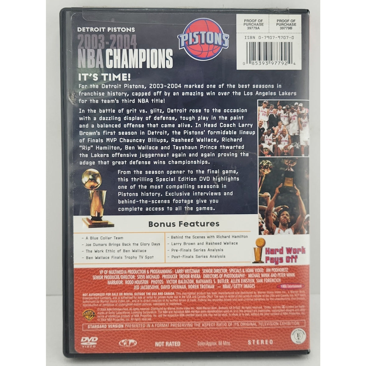 2003–2004 Nba Champions: Detroit Pistons (DVD, 2004)