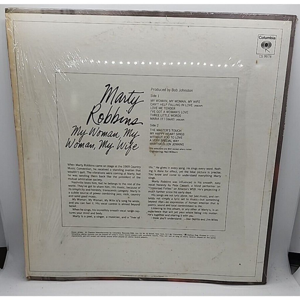 Marty Robbins My Woman, My Woman, My Wife (Record)