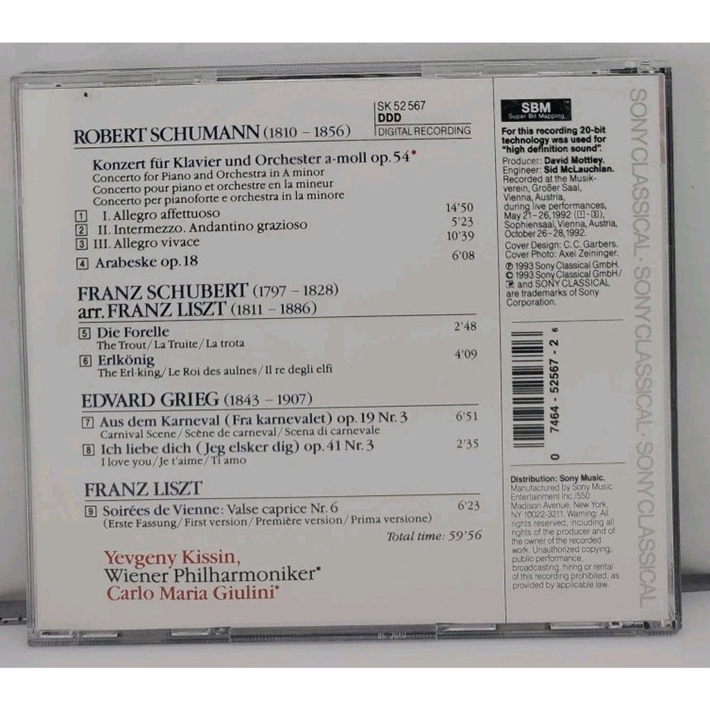 Piano Concerto by Schumann / Kissin / Giulini / Vpo (CD, 1993)