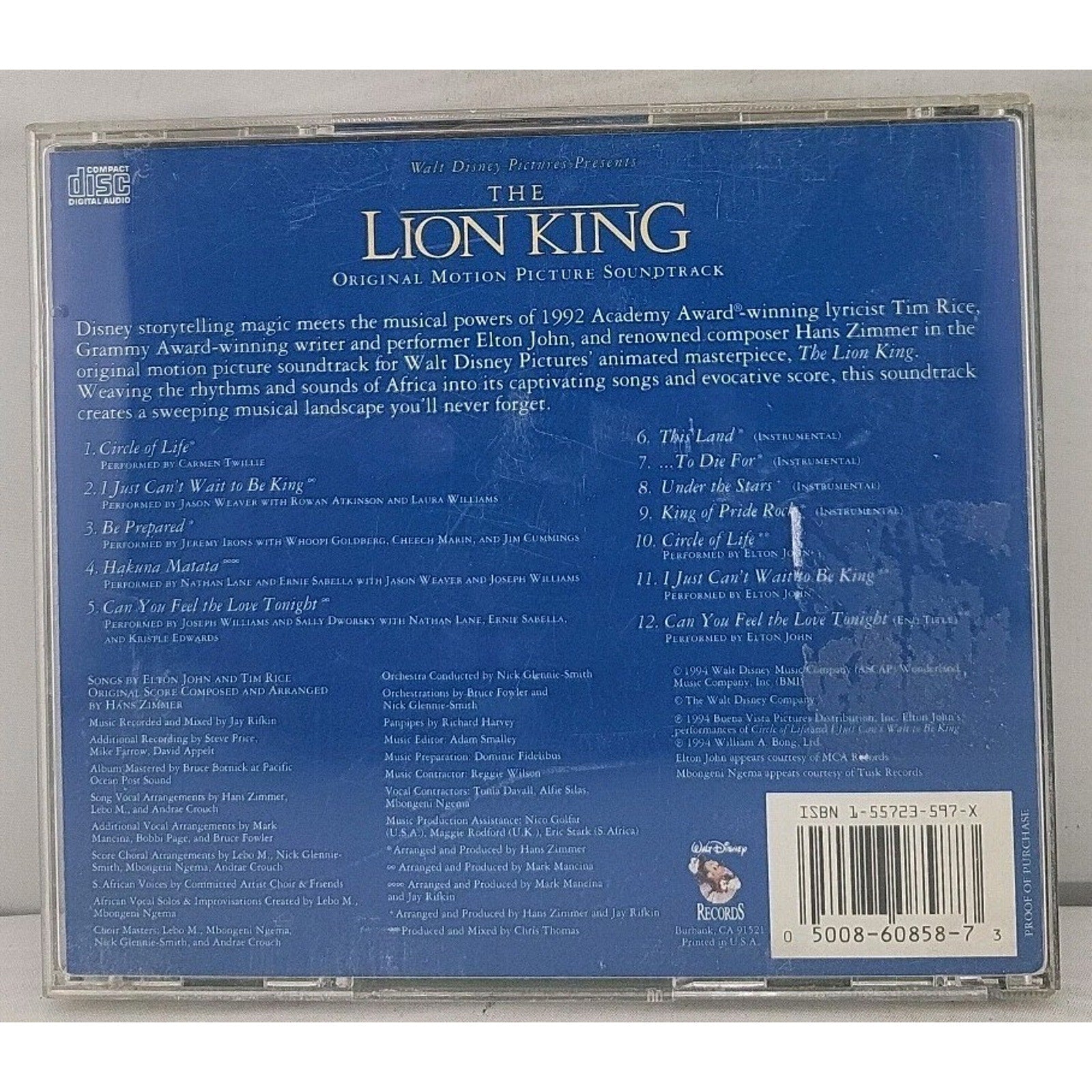 Soundtrack by Lion King (CD, 1994)
