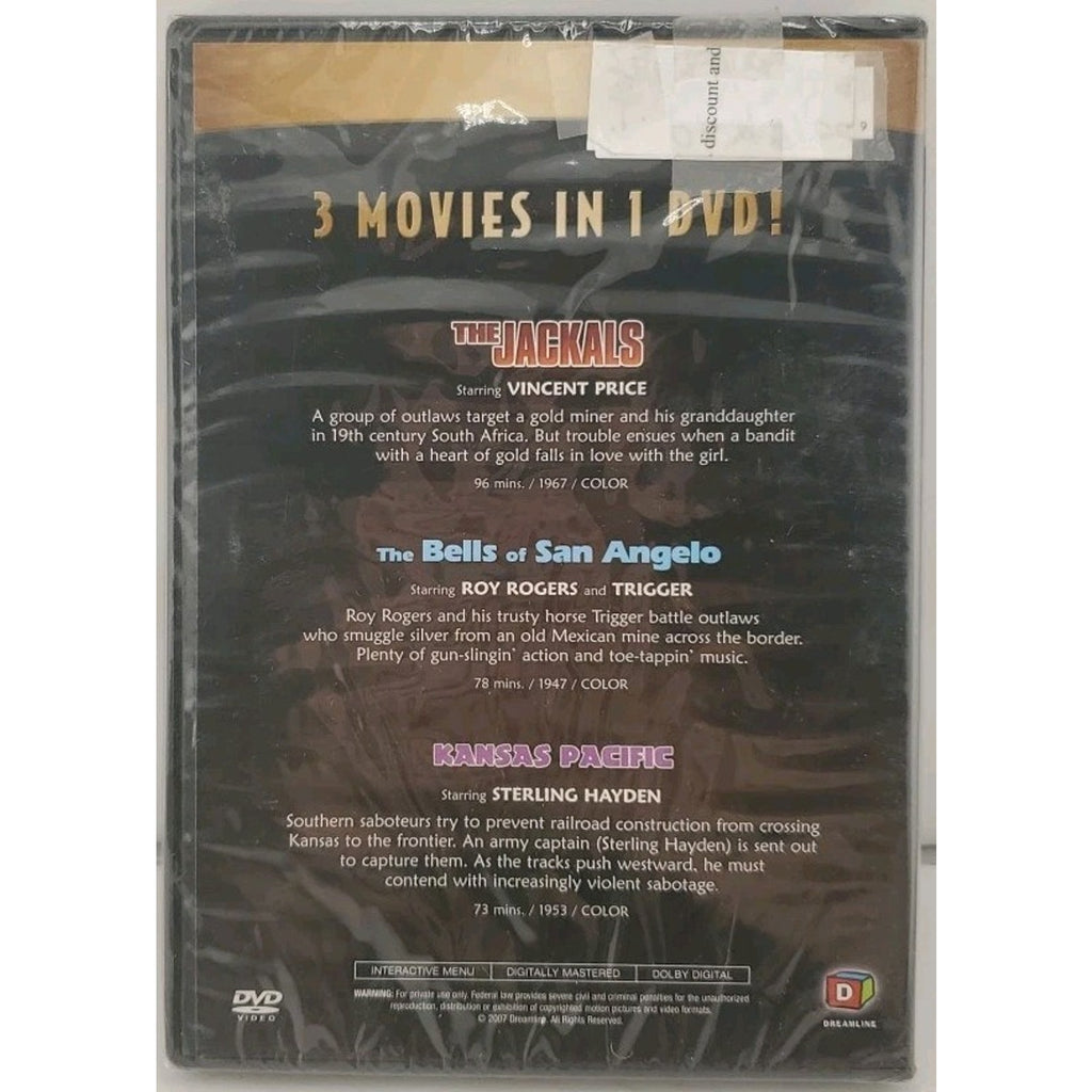 The Jackals / The Bells of San Angelo / Kansas Pacific (DVD, 2007) *Brand New*