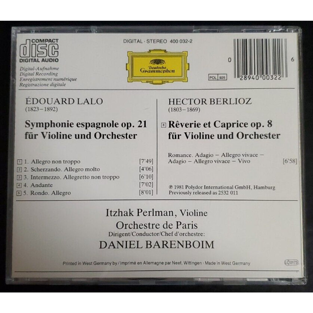Lalo: Symphonie Espagnole; Berlioz: Rêverie et Caprice by Itzhak Perlman (CD)