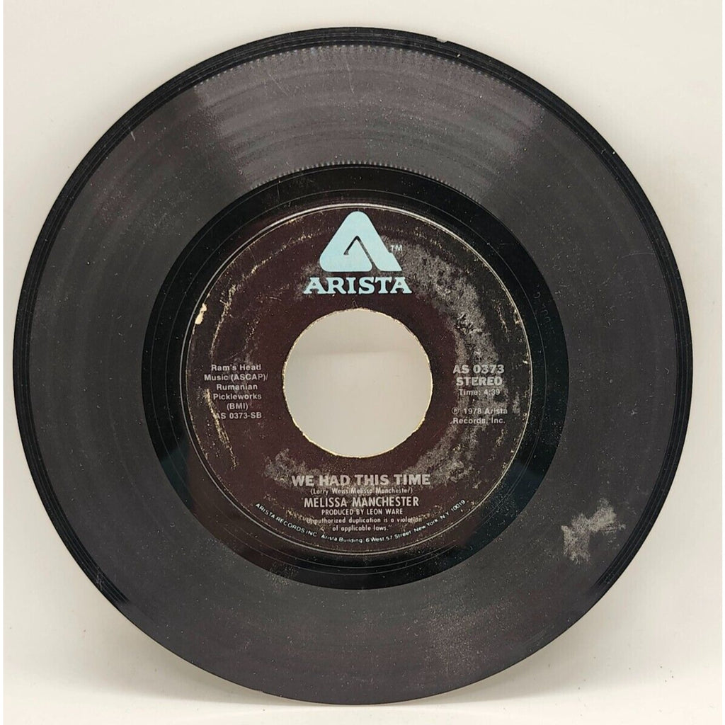 We Had This Time / Don't Cry Out Loud By Melissa Manchester (Record) - AS 0373