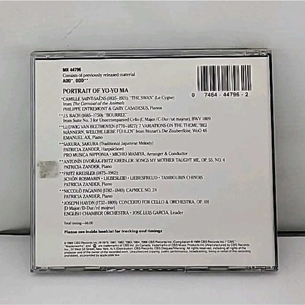 Portrait of Yo-Yo Ma by Yo-Yo Ma (CD, 1990)