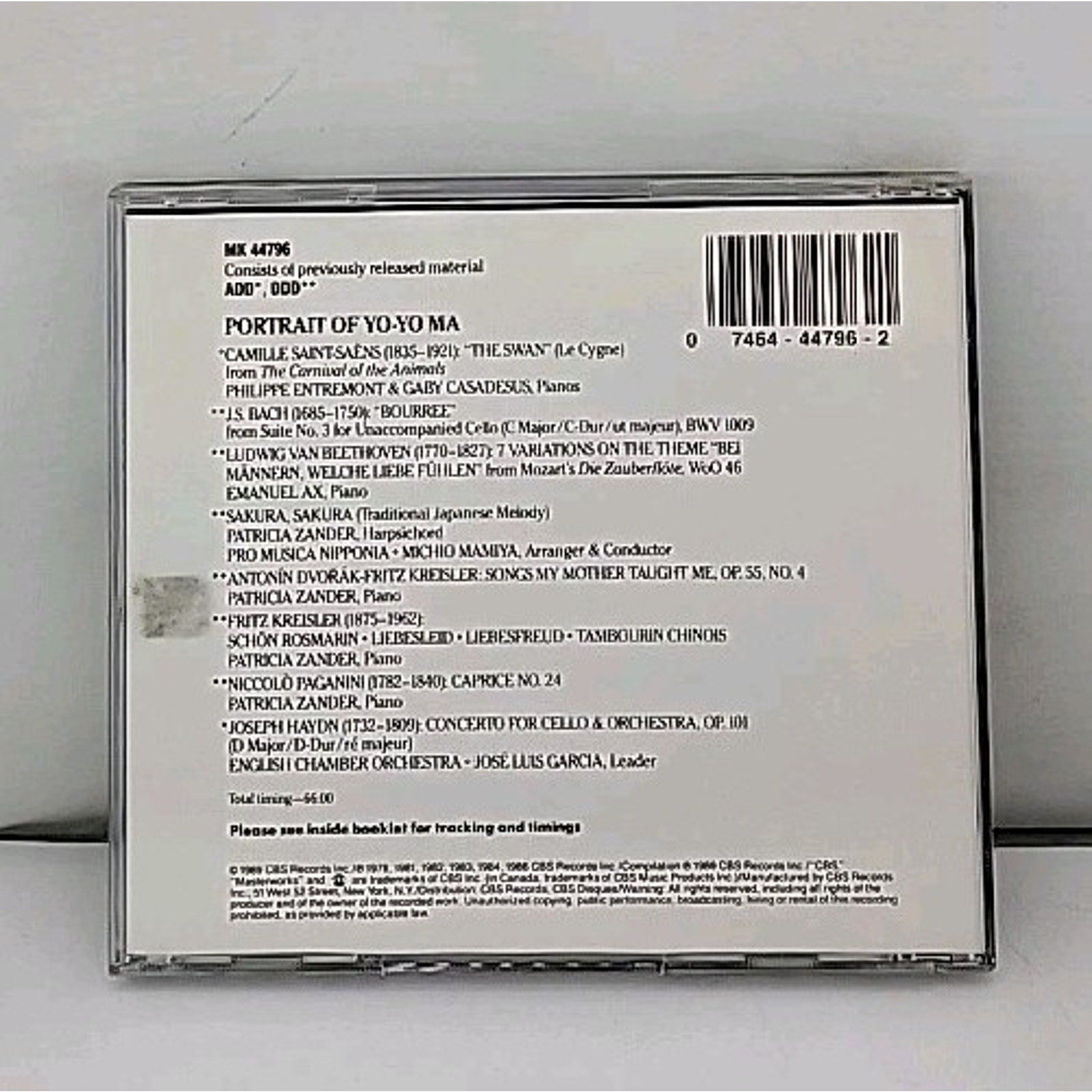 Portrait of Yo-Yo Ma by Yo-Yo Ma (CD, 1990)