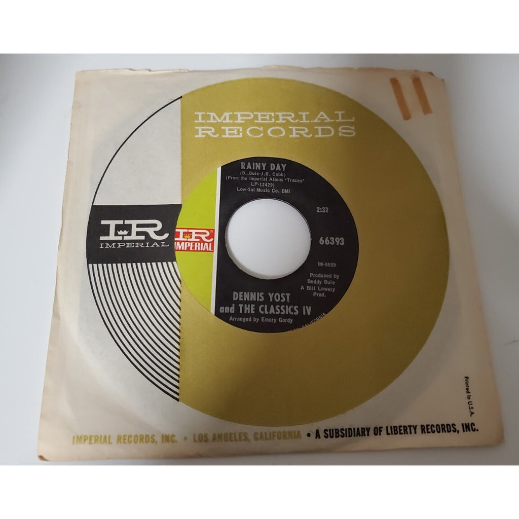 Dennis Yost and The Classics IV - Rainy Day - 45RPM Record - Singles