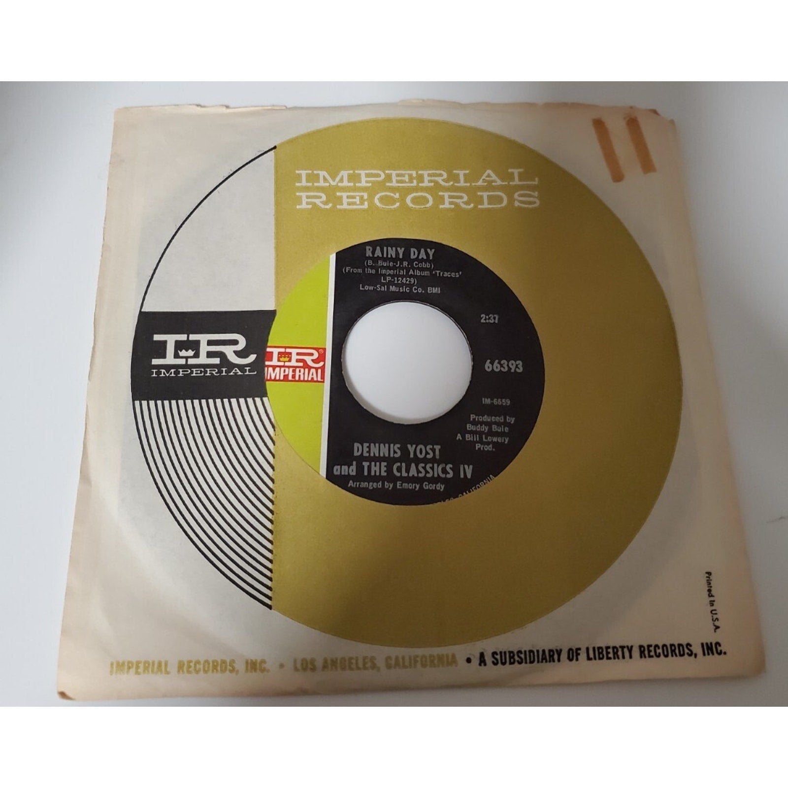 Dennis Yost and The Classics IV - Rainy Day - 45RPM Record - Singles