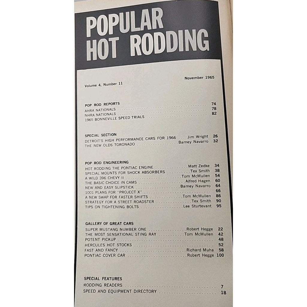 Popular Hot Rodding Magazine November 1965