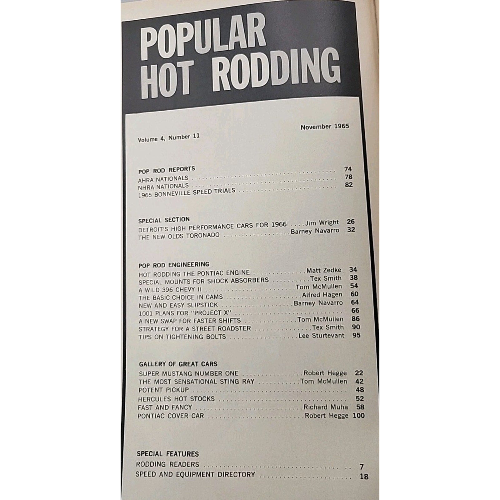 Popular Hot Rodding Magazine November 1965