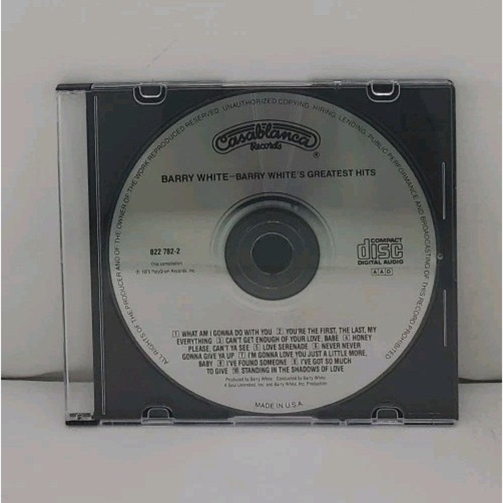 Barry White's Greatest Hits by Barry White (CD, May-1988, Casablanca) *Disc Only
