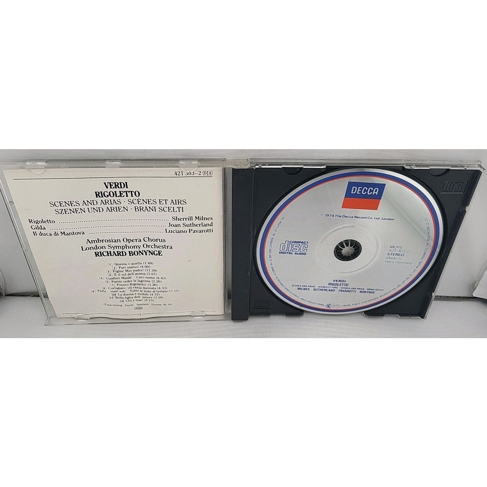 Verdi: Rigoletto - Scenes And Arias Miles • Sutherland• Pavarotti • Bonynge CD