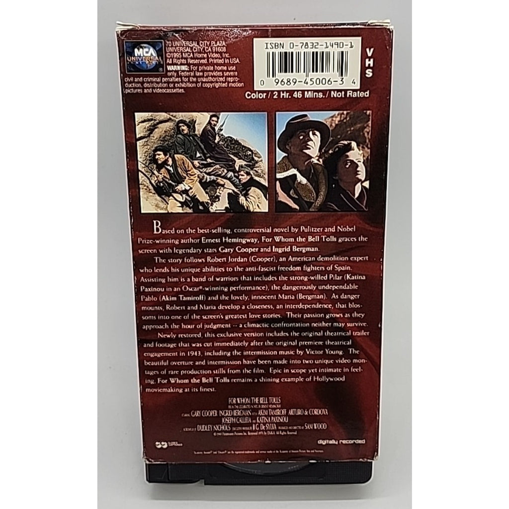 For Whom the Bell Tolls (VHS, 1995, 2-Tape Set)