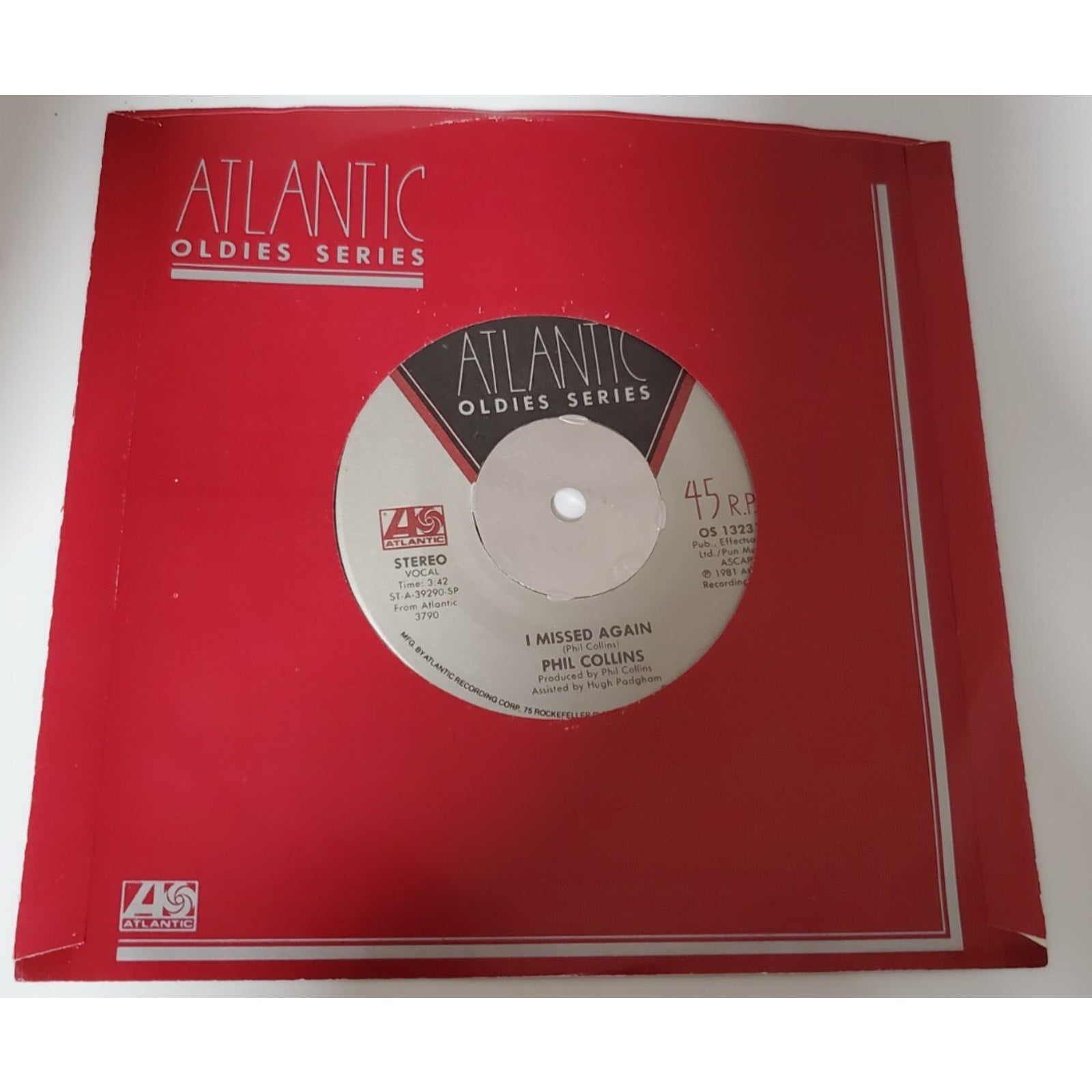 Phil Collins - I Missed Again - 45RPM Record - Singles