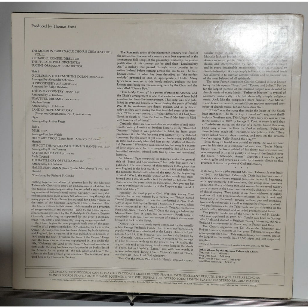 Various - The Mormon Tabernacle Choir's Greatest Hits (Vinyl)