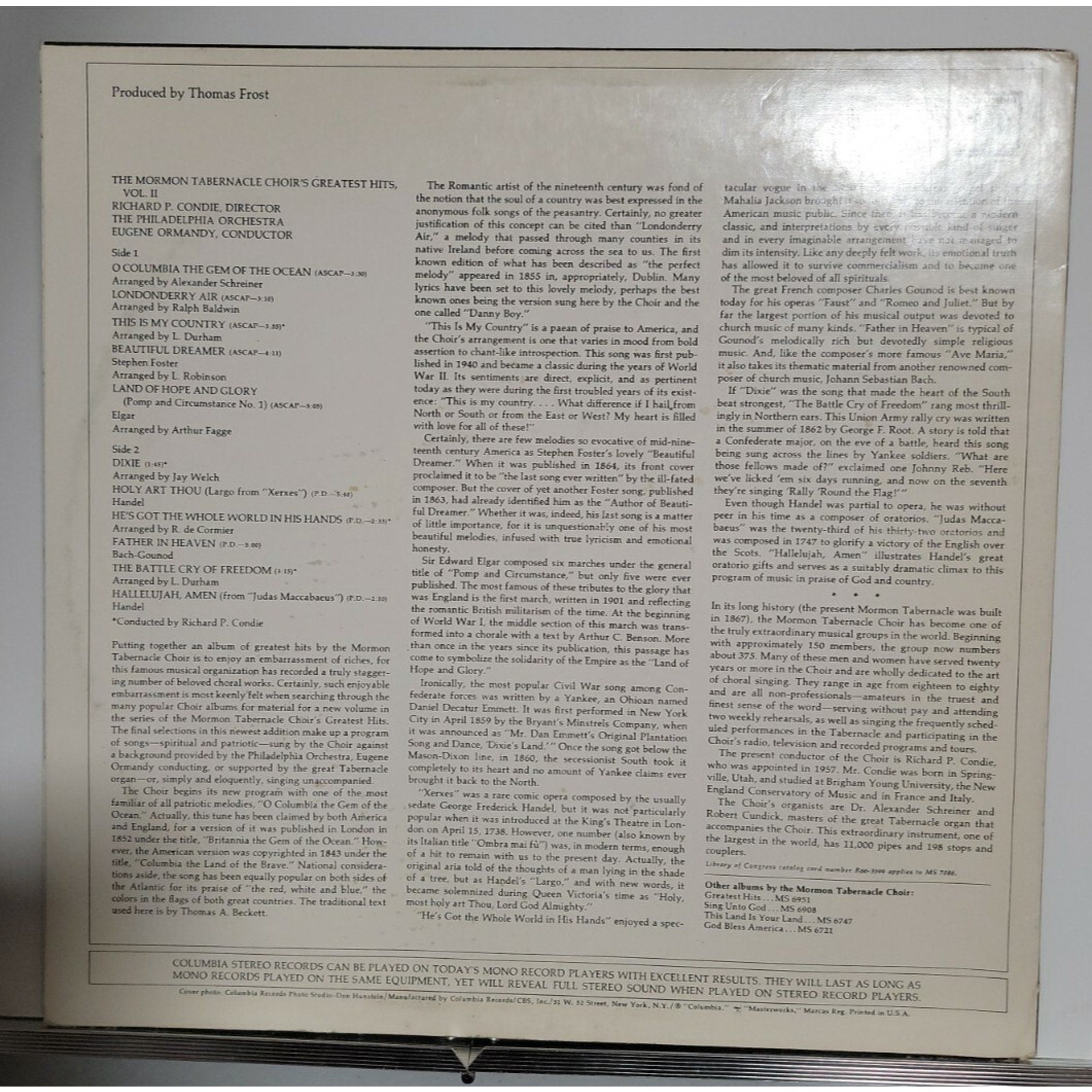 Various - The Mormon Tabernacle Choir's Greatest Hits (Vinyl)