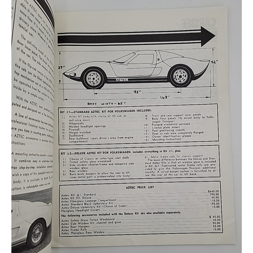 1966 Fiberfab Magazine Ad Aztec II Centurion Kit Car Fiberglass Bodies