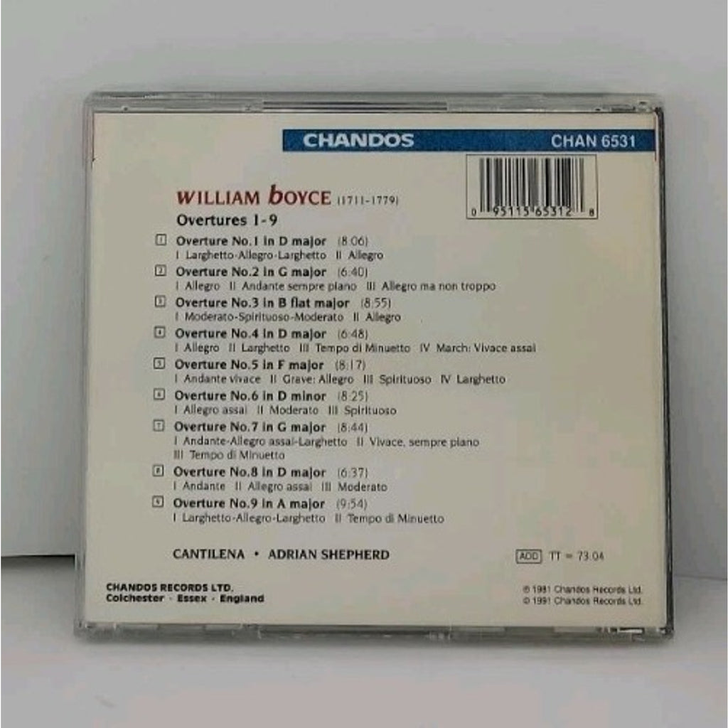 Boyce Overtures Nos. by Boyce / Shepherd / Cantilena (CD, 1992)