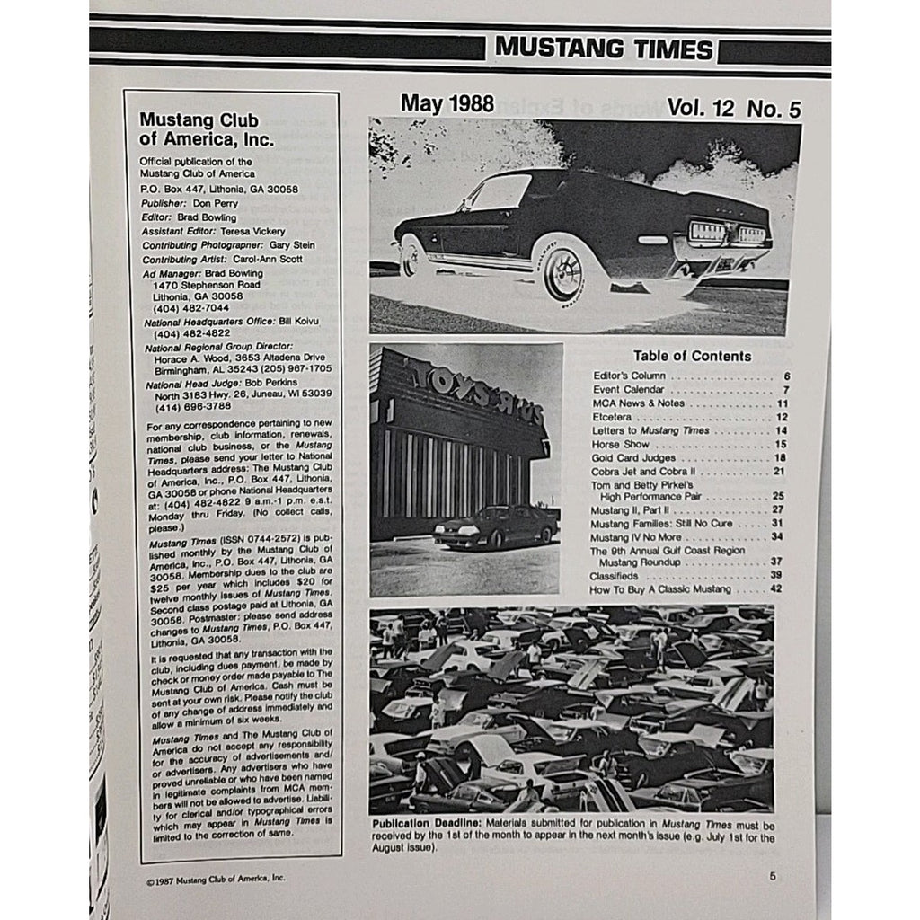 Mustang Times Magazine May 1988 Vol. 12 No. 5