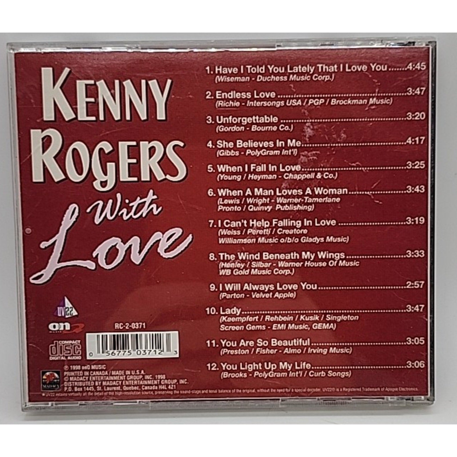 With Love [1998] by Kenny Rogers (CD, Jan-2006, Madacy)