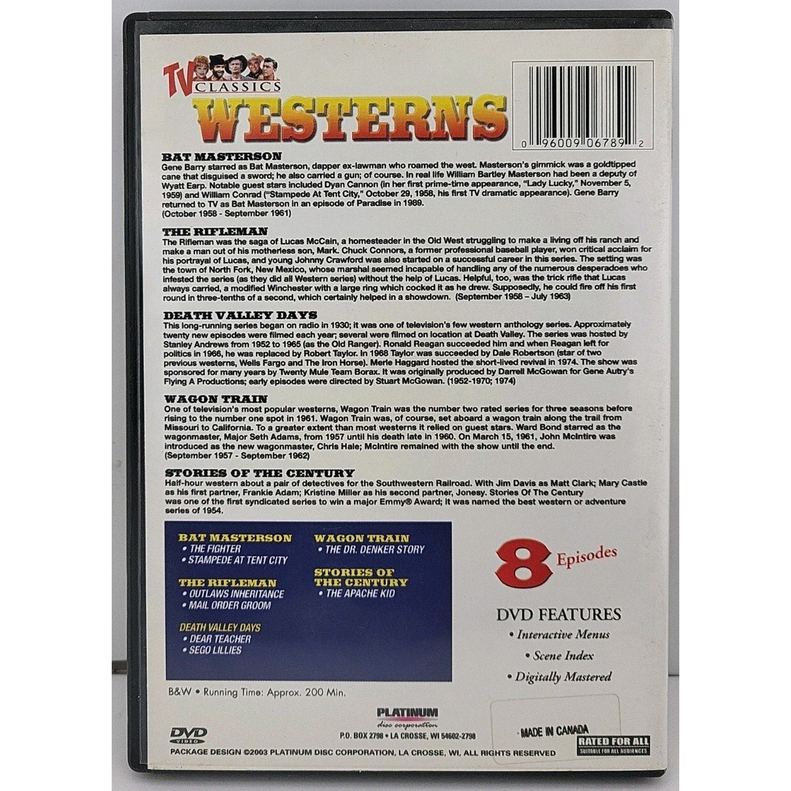 TV Classics Westerns Volume One DVD